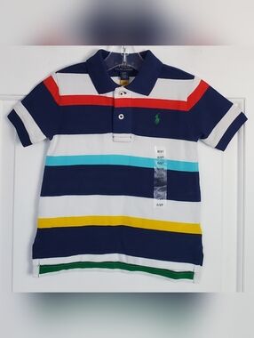 Polo Ralph Lauren Boys Colorful Multi Stripe Mesh Polo Shirt - Size 2T - NWOT